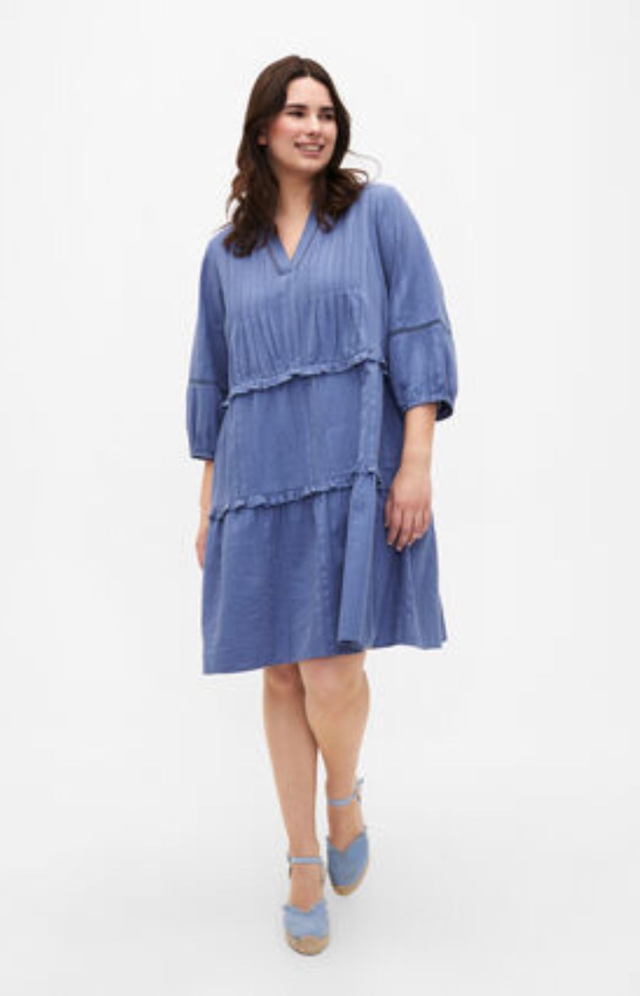 Zizzi Lise Cotton Dress in Blue