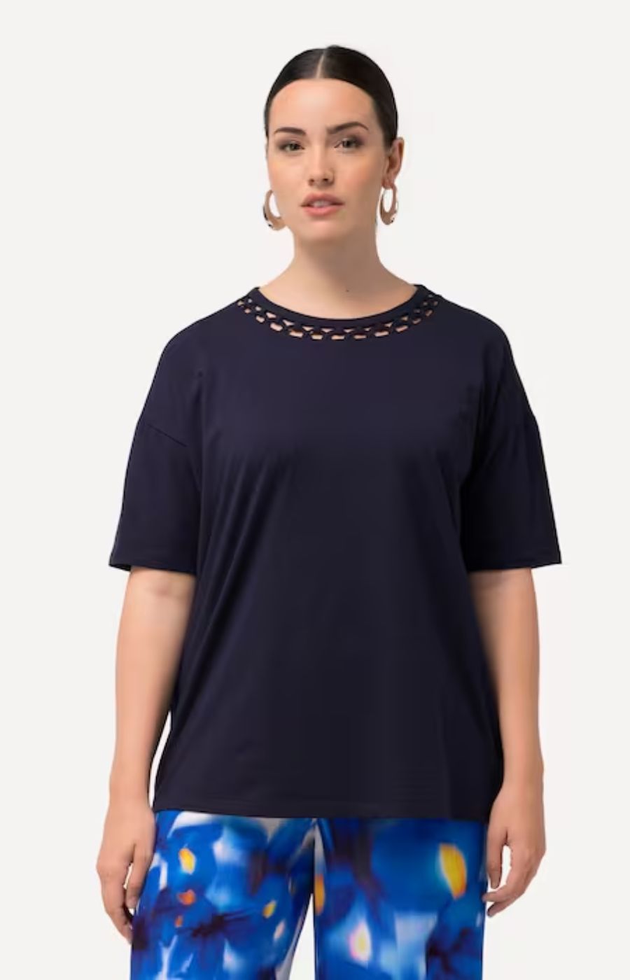 Ulla Popken Cut Out Neck in Navy