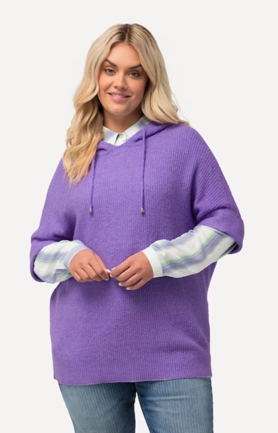 Ulla Popken Knit Short Sleeve Sweater Purple