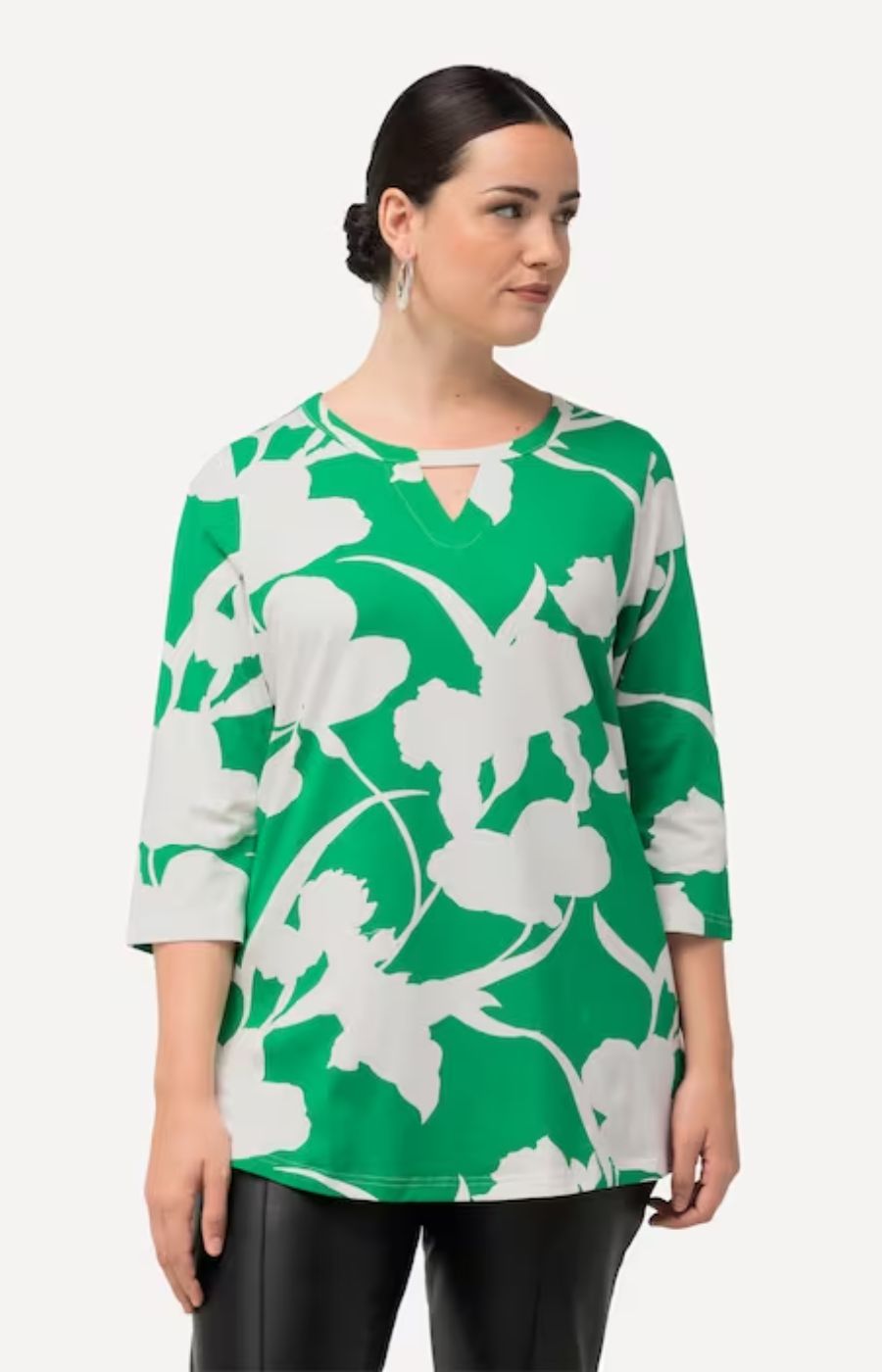 Ulla Popken Keyhole Top in Green