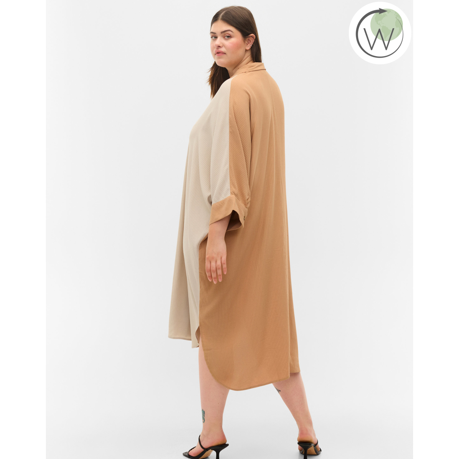 Zizzi Colour-Block Shirt Dress - Wardrobe Plus