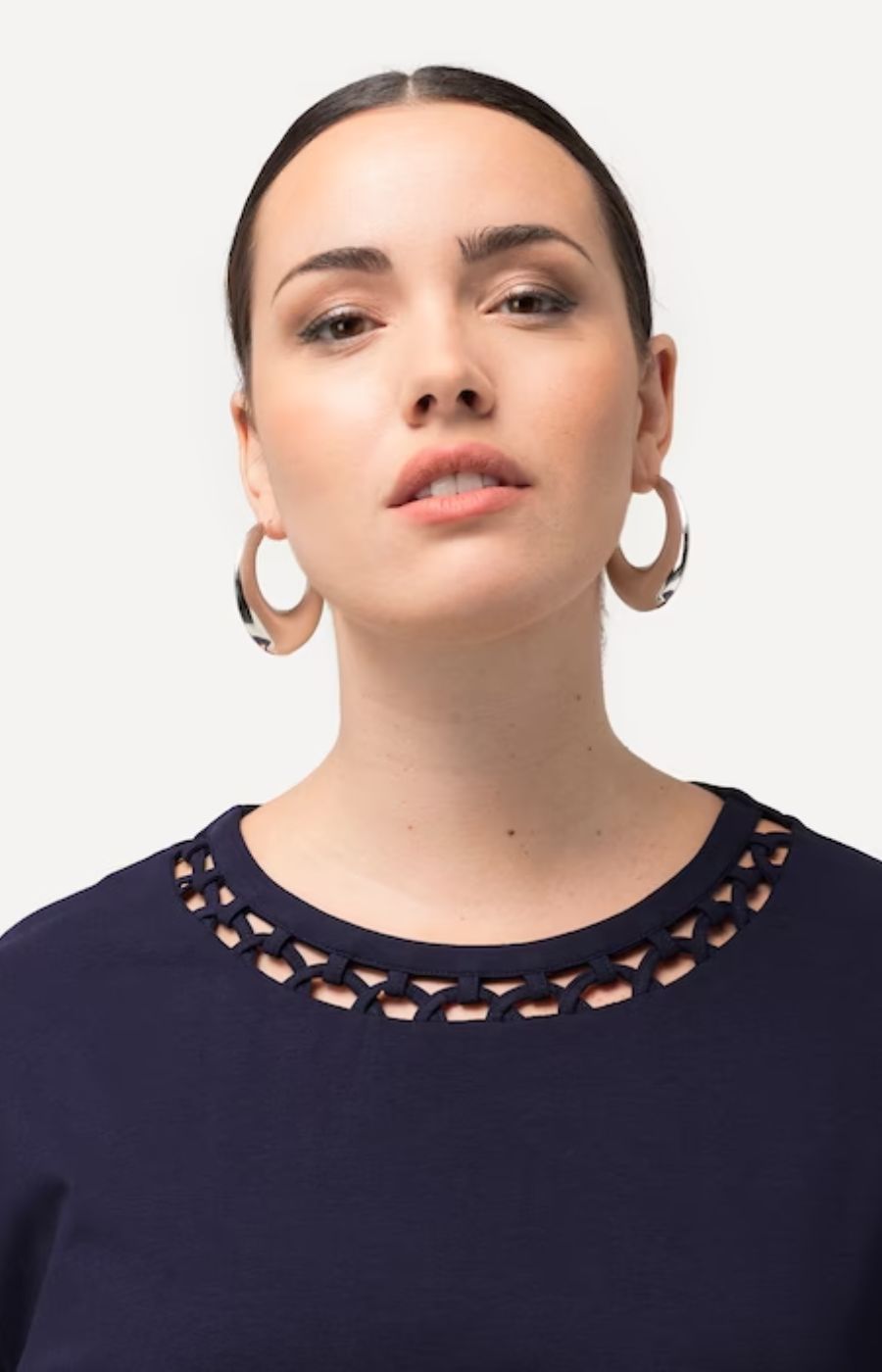 Ulla Popken Cut Out Neck in Navy