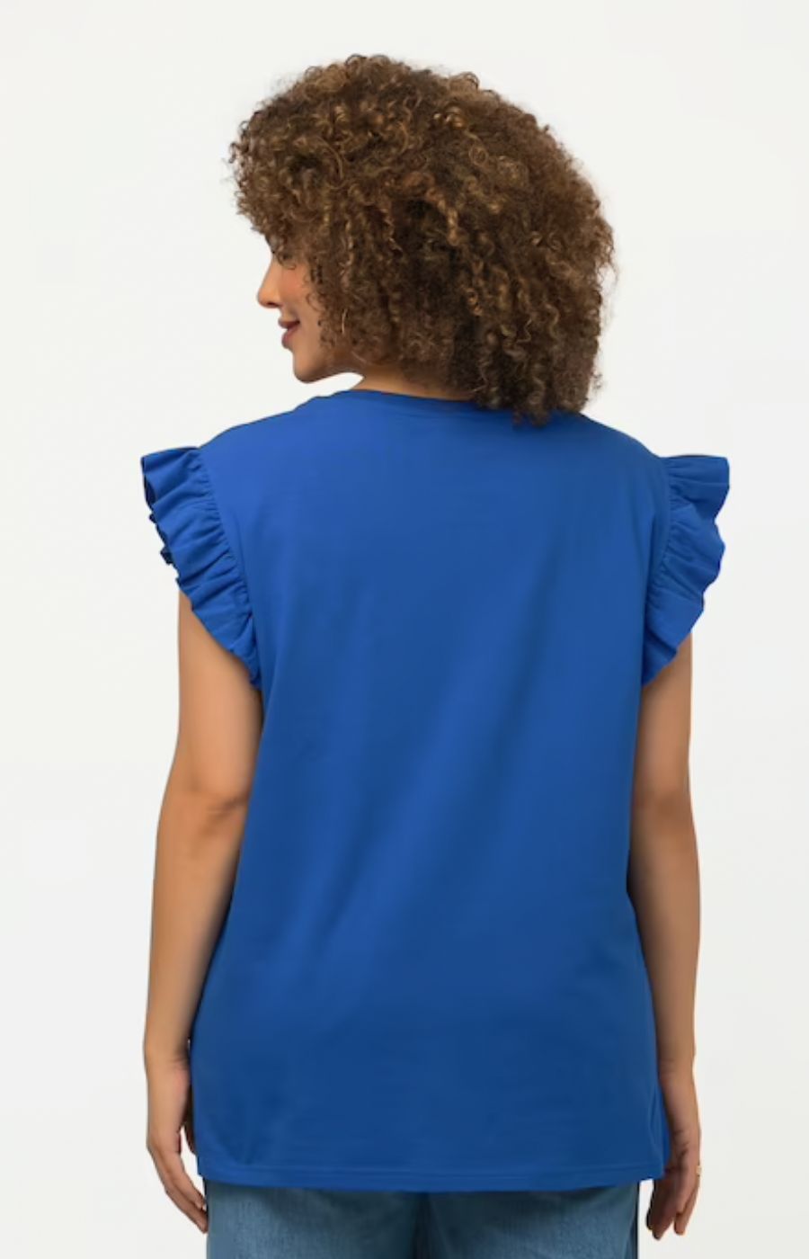 Ulla Popken Blue Ruffled Tee