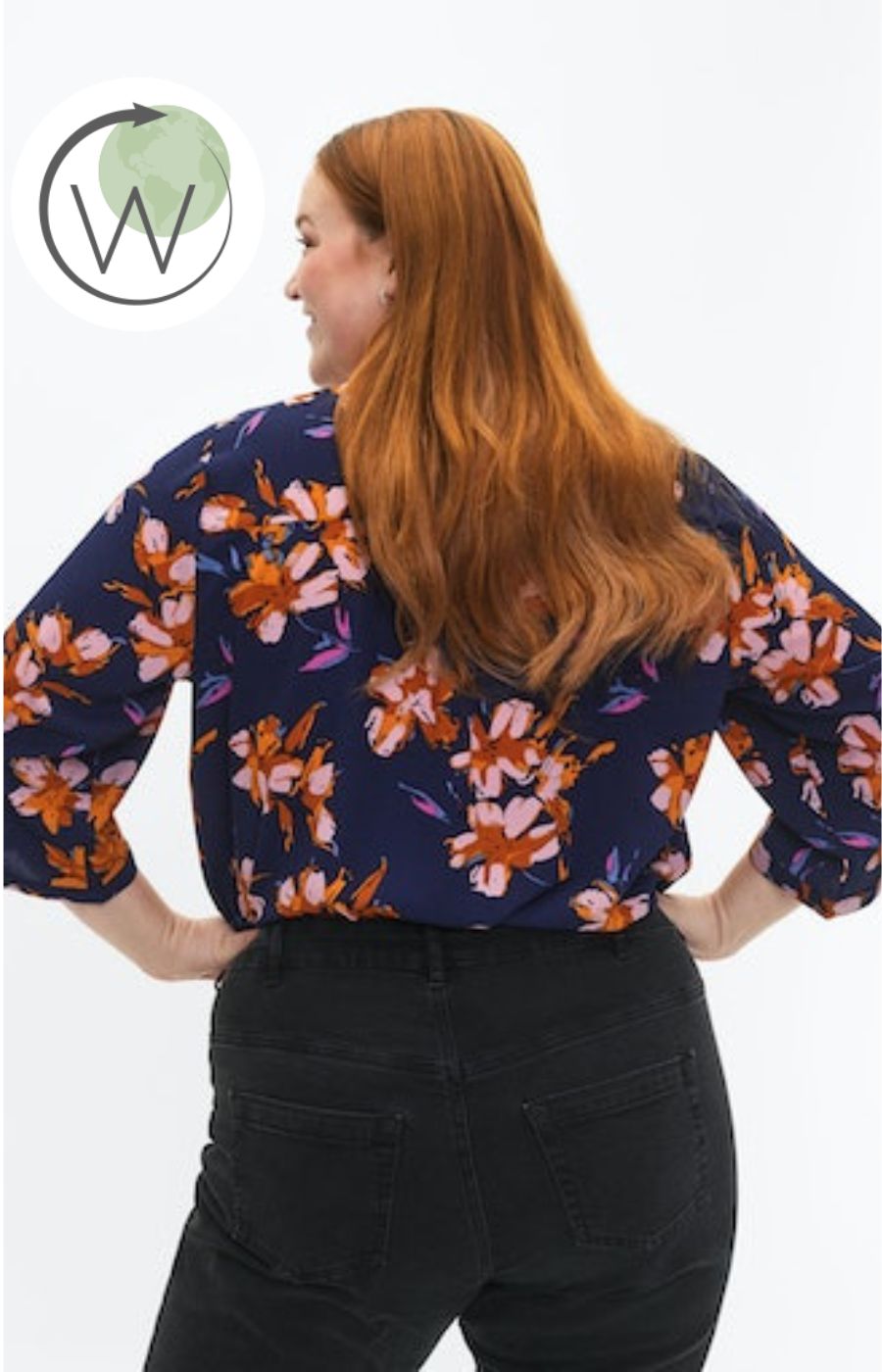 Zizzi Anni Blouse in Peacock Flower