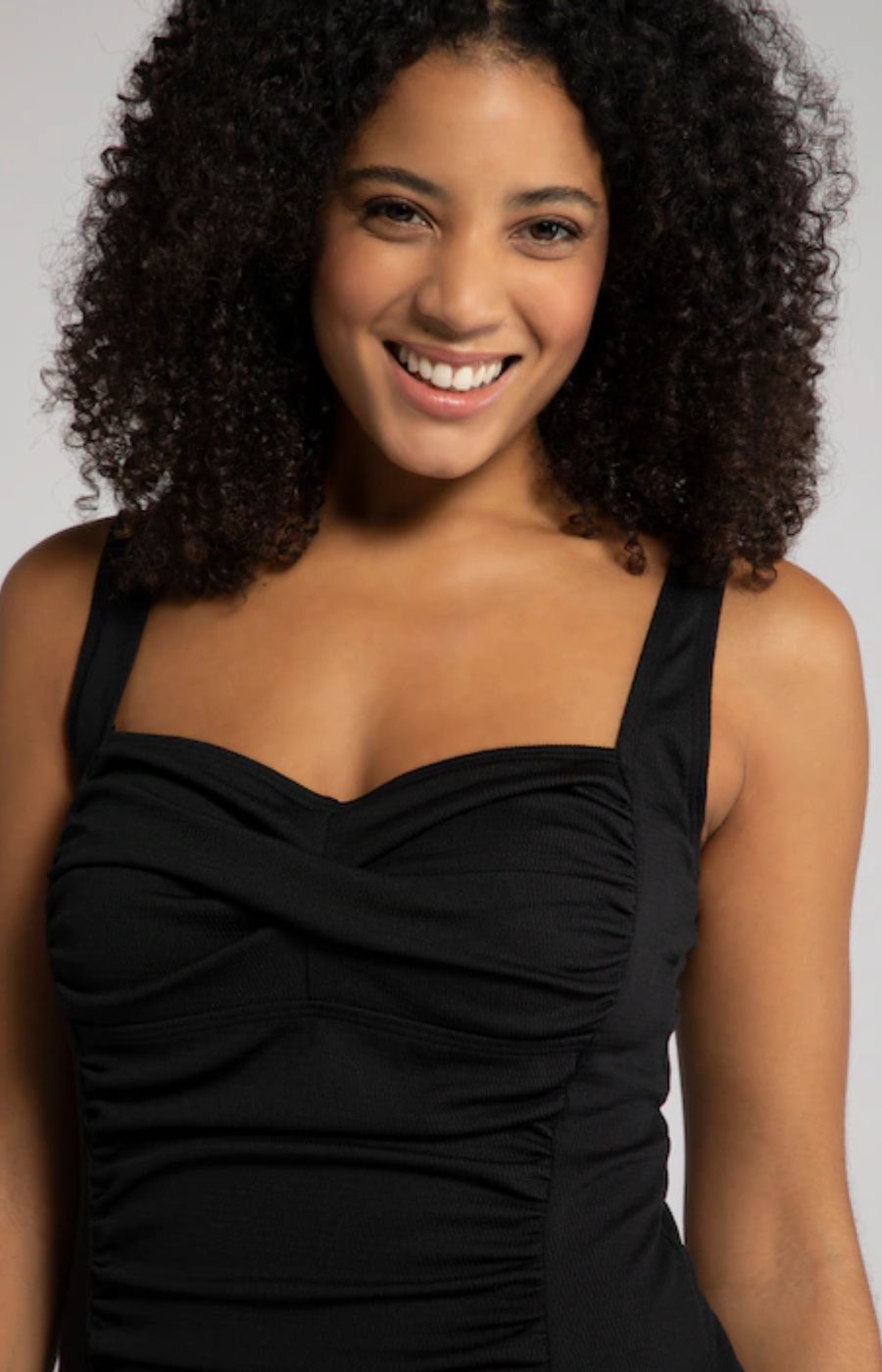 Ulla Popken Draped Swimsuit in Black
