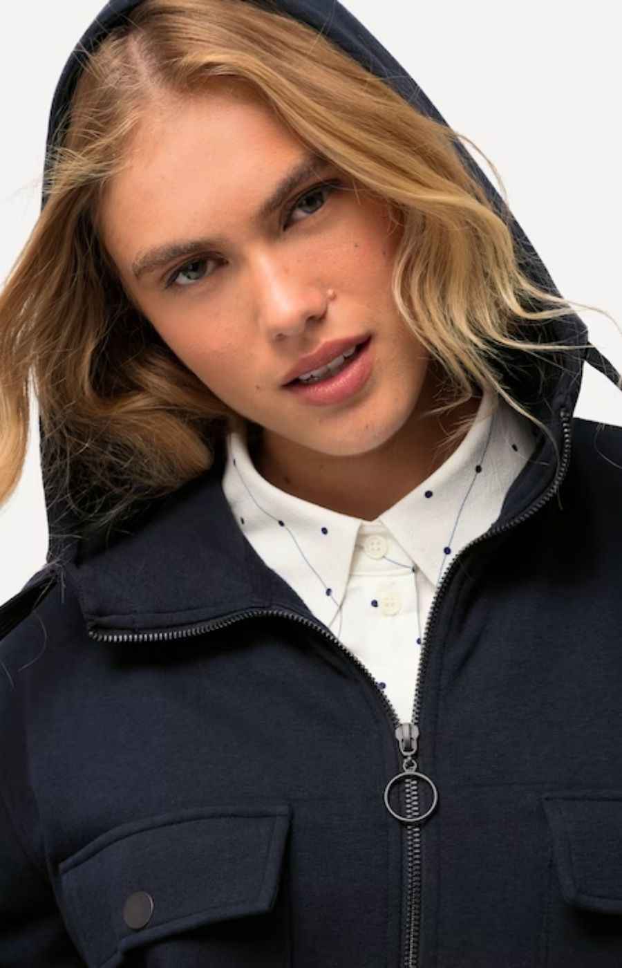 Ulla Popken Zip Hoodie in Navy