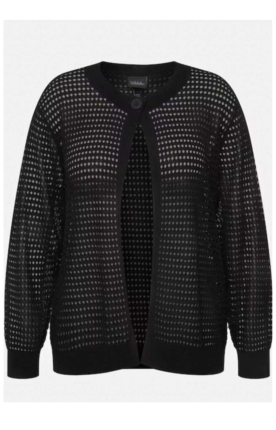 Ulla Popken Open Knit Cardigan in Black