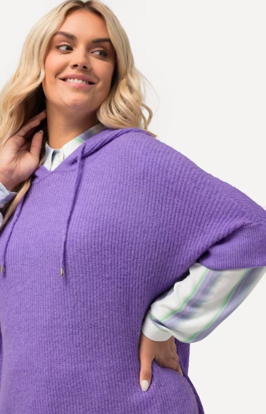 Ulla Popken Knit Short Sleeve Sweater Purple