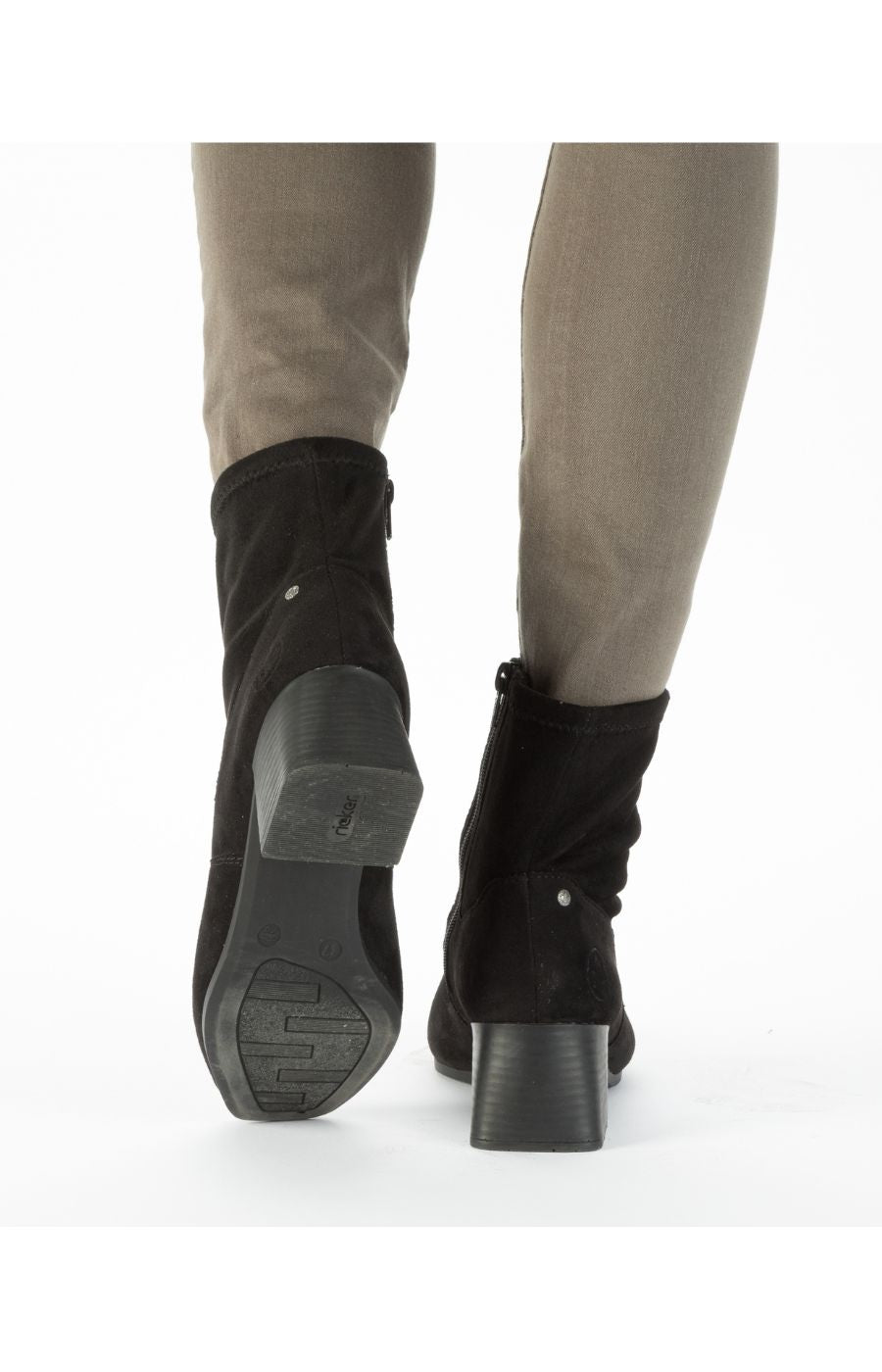 Rieker Block Heel Ankle Boot in Black