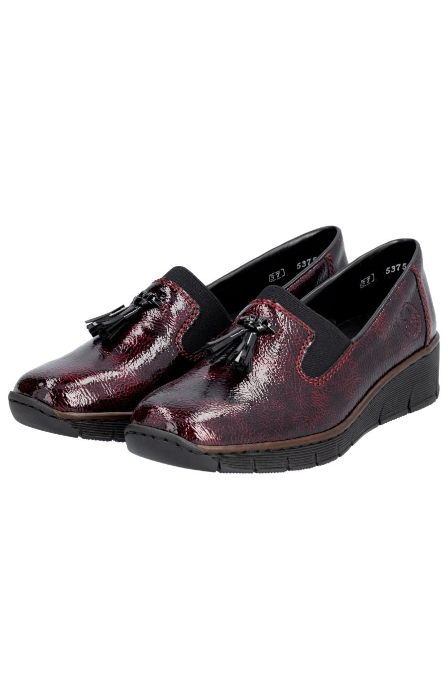 Rieker Leather Loafer in Red