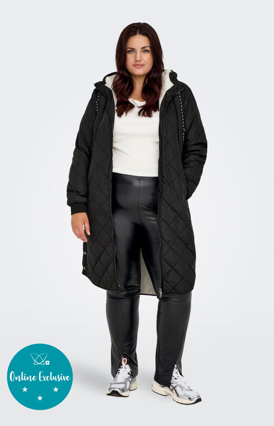 Only Carmakoma Sandy Quilted Coat in Black