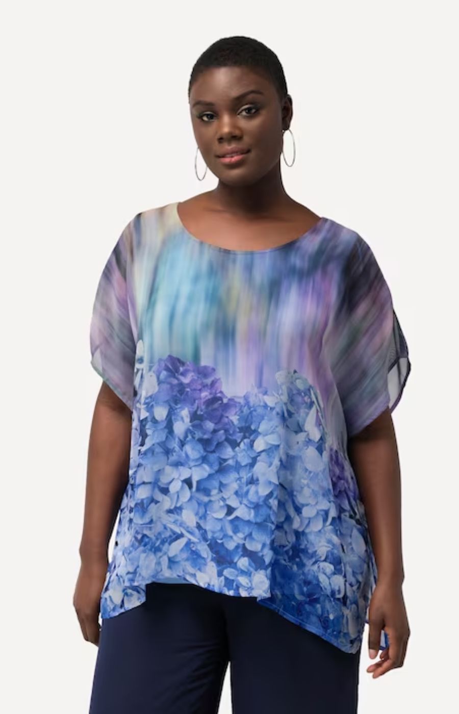 Ulla Popken Hydrangea Blouse in Blue