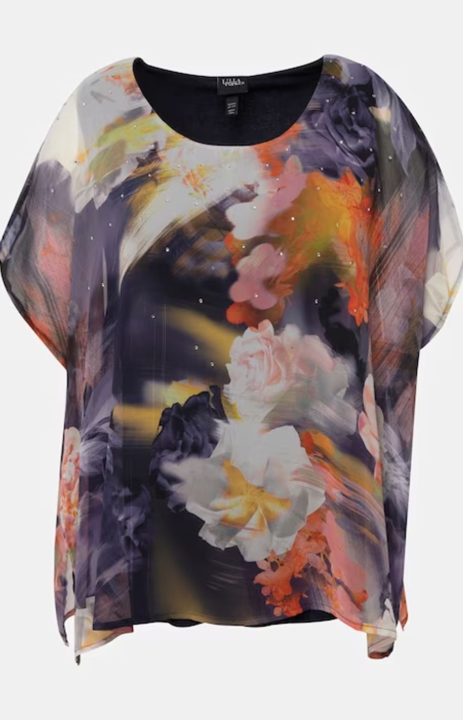 Ulla Popken Floral and Diamante Top