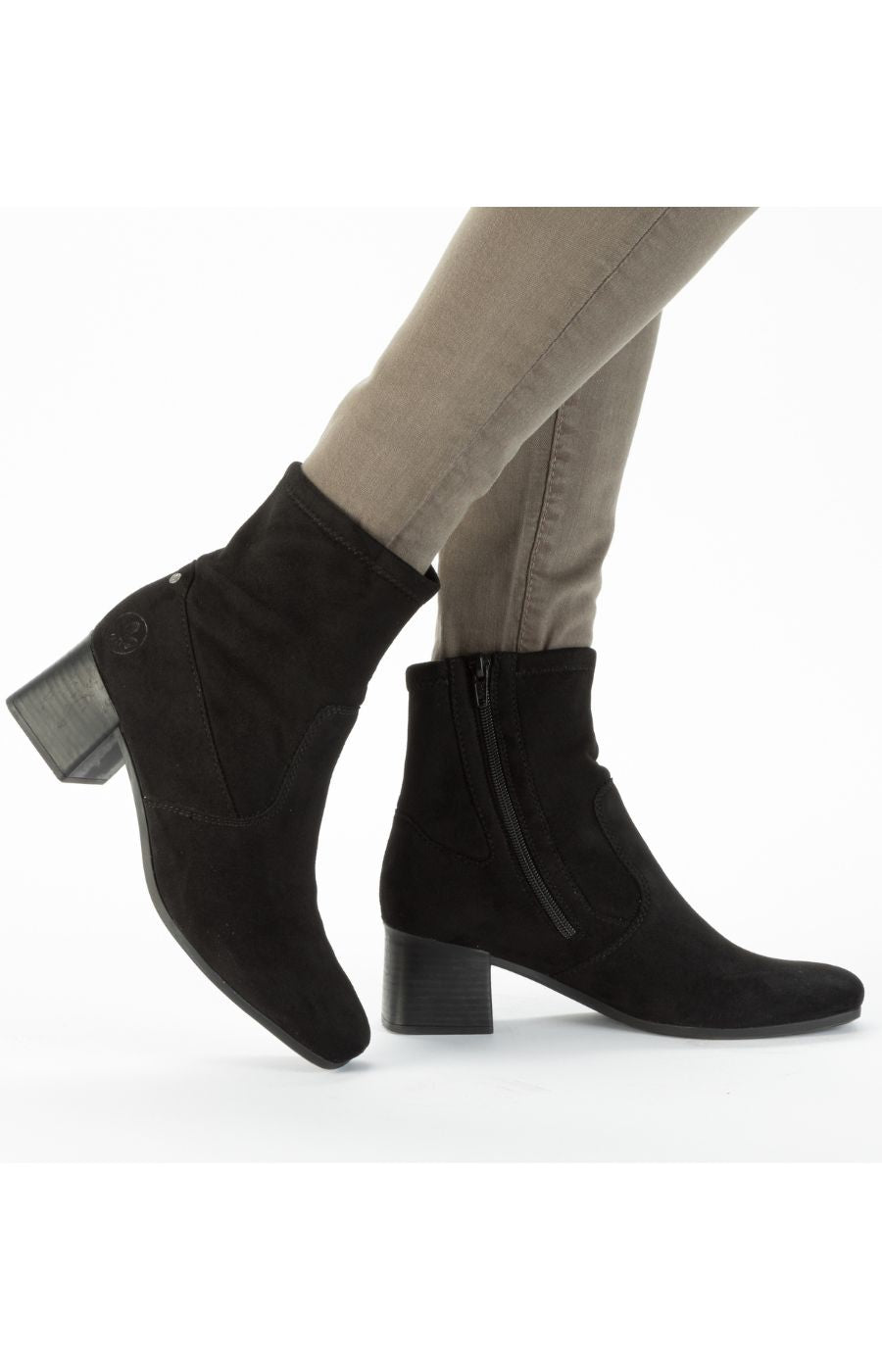 Rieker Block Heel Ankle Boot in Black