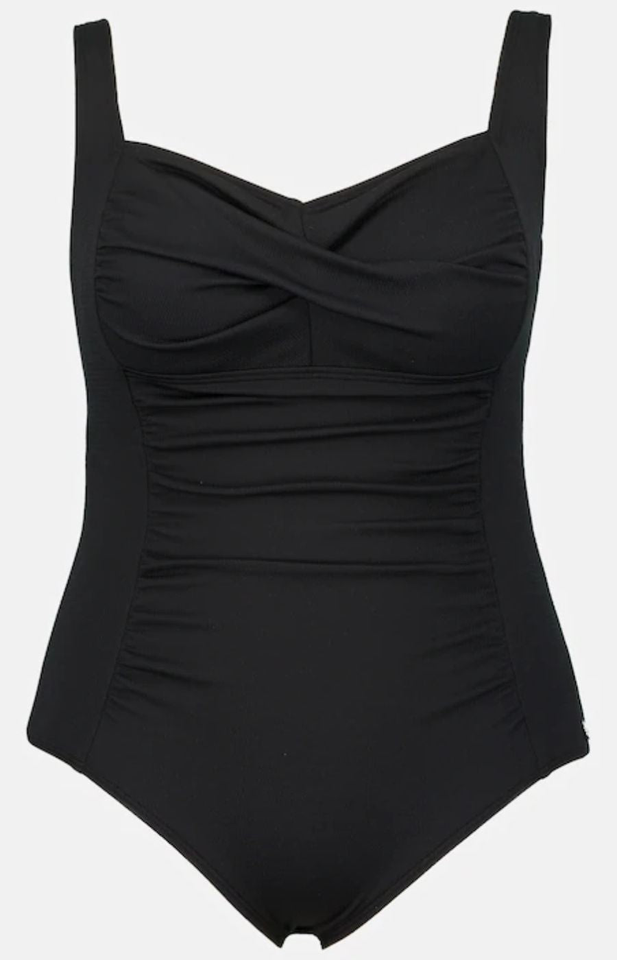 Ulla Popken Draped Swimsuit in Black
