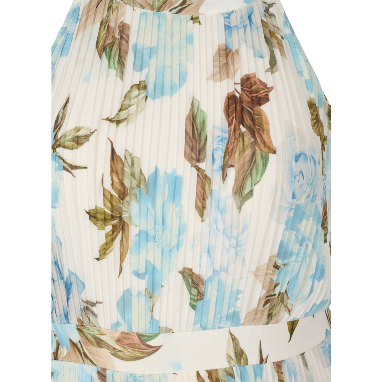 Zizzi Cream and Blue Floral Print Maxi Dress - Wardrobe Plus