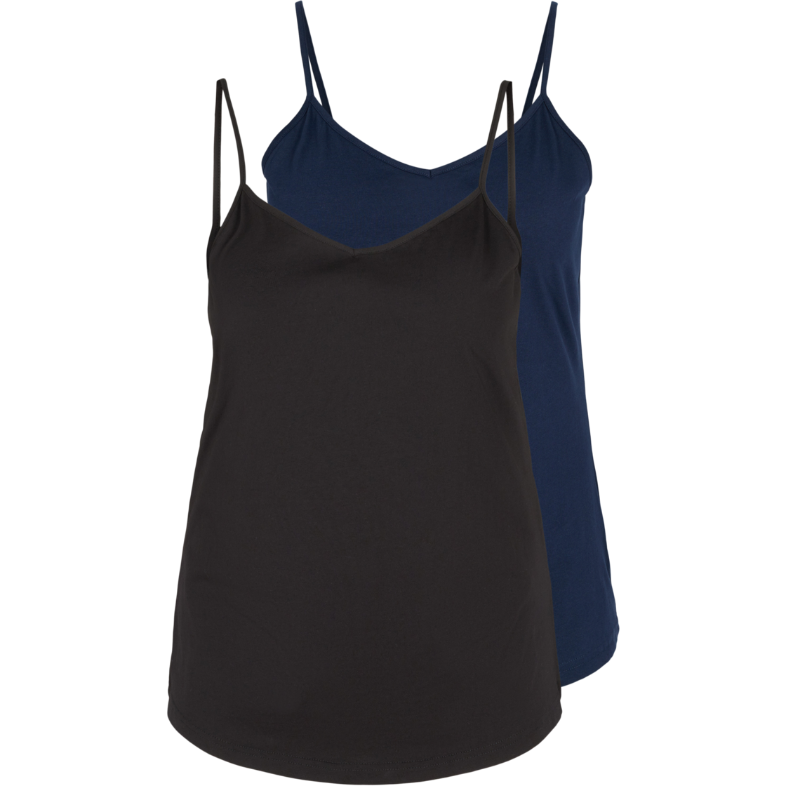 Zizzi Twin Pack Vests In Black & Navy Tops