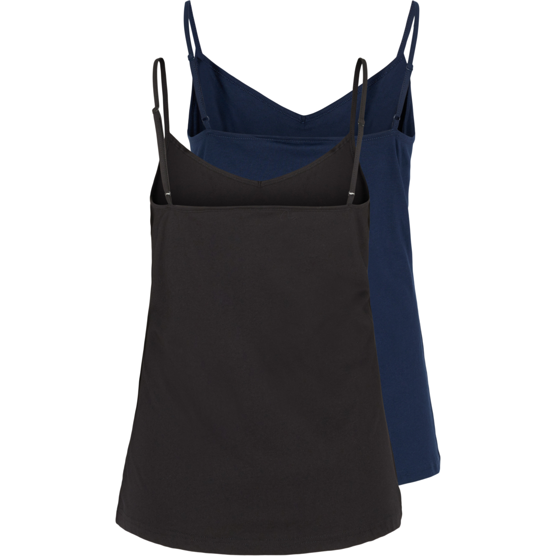 Zizzi Twin Pack Vests In Black & Navy Tops