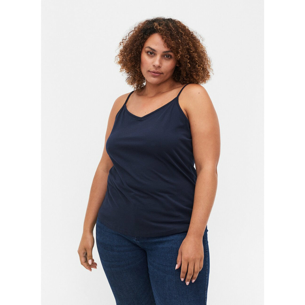 Zizzi Twin Pack Vests In Black & Navy Tops