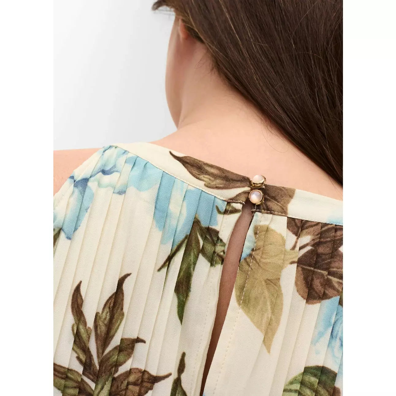 Zizzi Cream and Blue Floral Print Maxi Dress - Wardrobe Plus