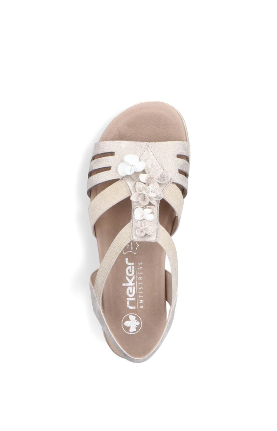 Rieker Shimmer Flower Sandal in Beige