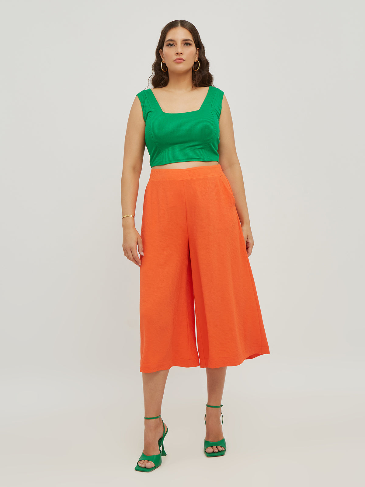 Mat Wide Leg Culottes in Orange - Wardrobe Plus