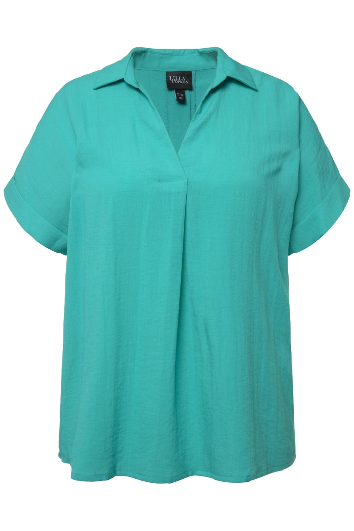 Ulla Popken Button Back Blouse in Green
