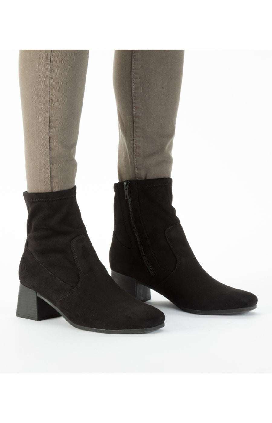 Rieker Block Heel Ankle Boot in Black