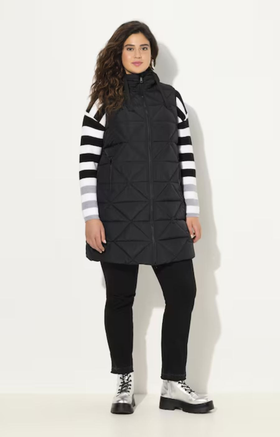 Ulla Popken Longline Gilet in Black