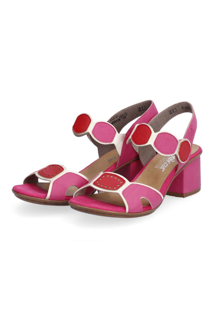 Rieker Block Heel Shoe in Pink