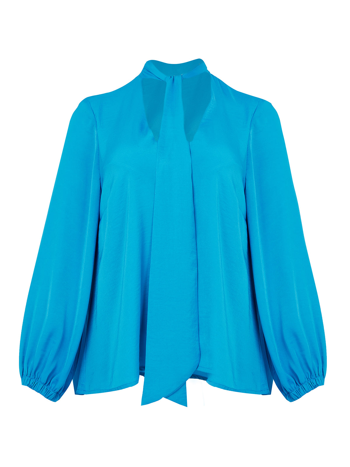 Mat Tie Neck Blouse in Turquoise