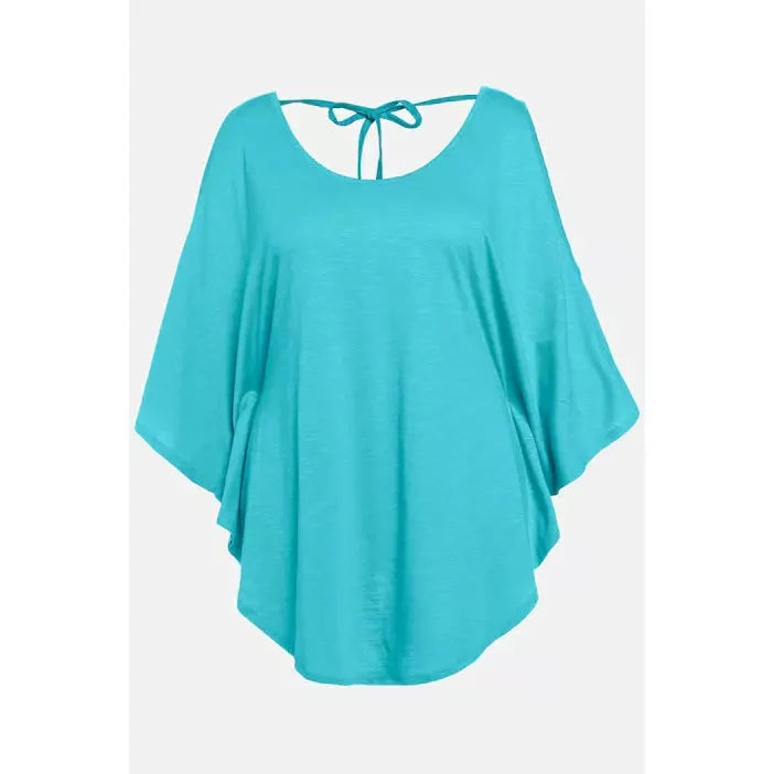 Ulla Popken Batwing T-shirt in Turquoise - Wardrobe Plus