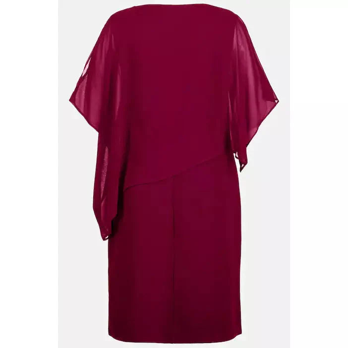 Ulla Popken Sparkle Front Dress in Wine - Wardrobe Plus