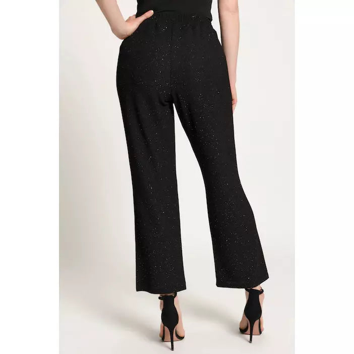 Ulla Popken Glitter Effect Pants in Black - Wardrobe Plus