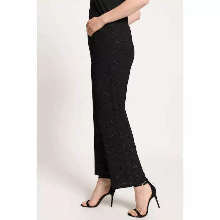 Ulla Popken Glitter Effect Pants in Black - Wardrobe Plus