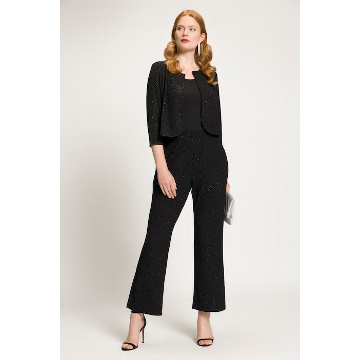 Ulla Popken Glitter Effect Pants in Black - Wardrobe Plus