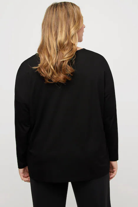 Ulla Popken Printed Satin-Front Top - Wardrobe Plus