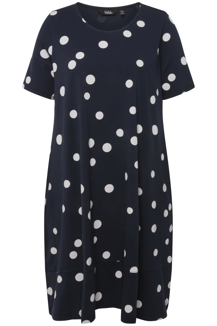 Ulla Popken Polka Dot Dress in Navy