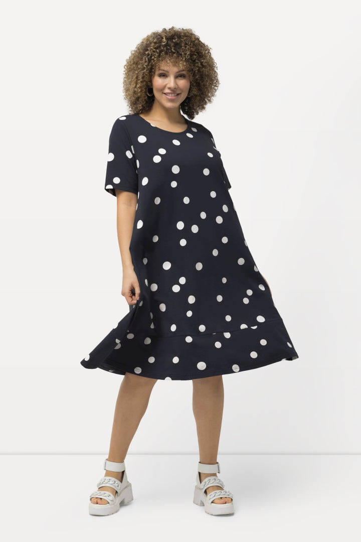 Ulla Popken Polka Dot Dress in Navy