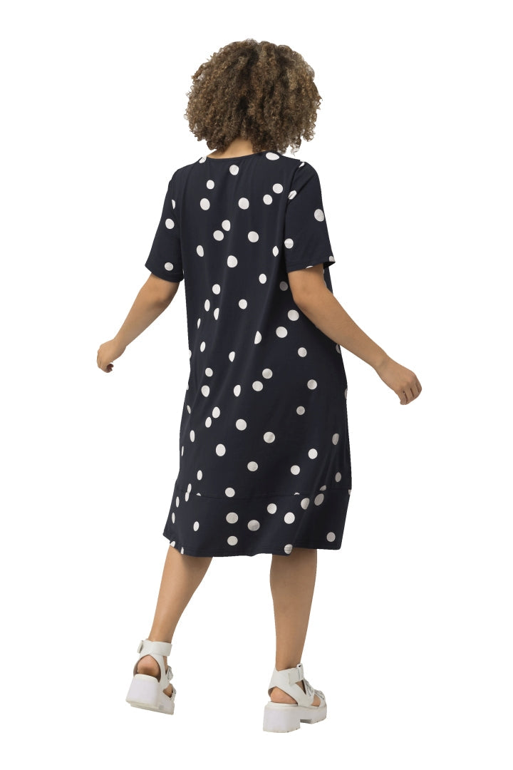 Ulla Popken Polka Dot Dress in Navy
