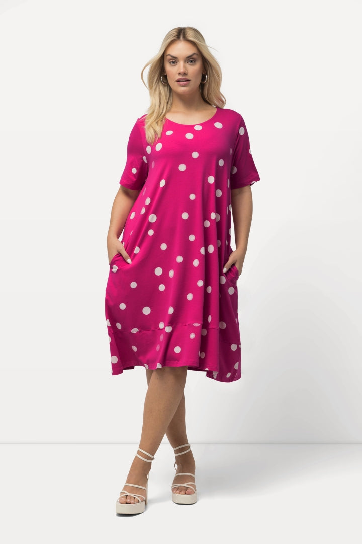 Ulla Popken Polka Dot Dress in Pink