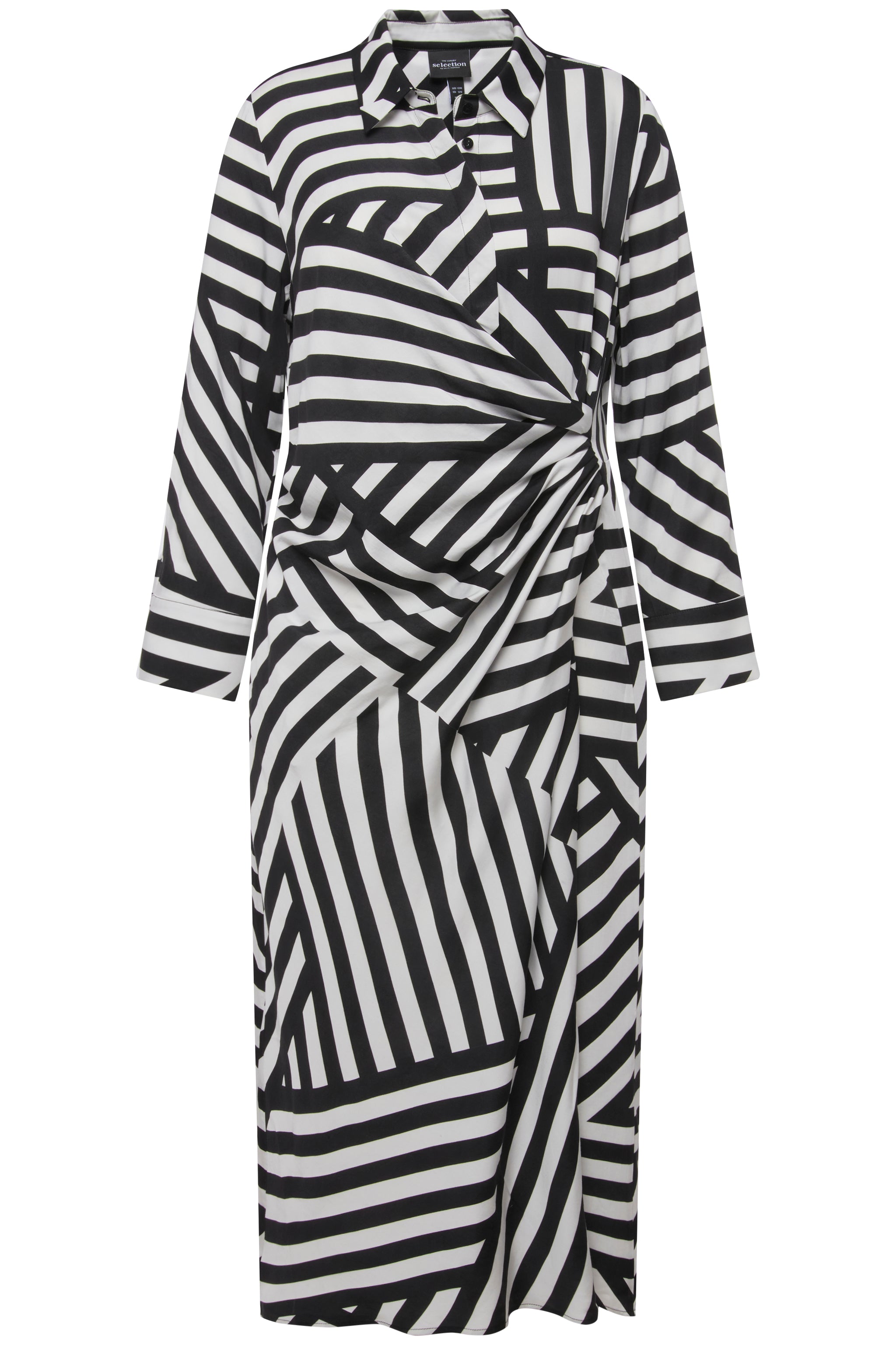 Ulla Popken Striped Dress in Grey