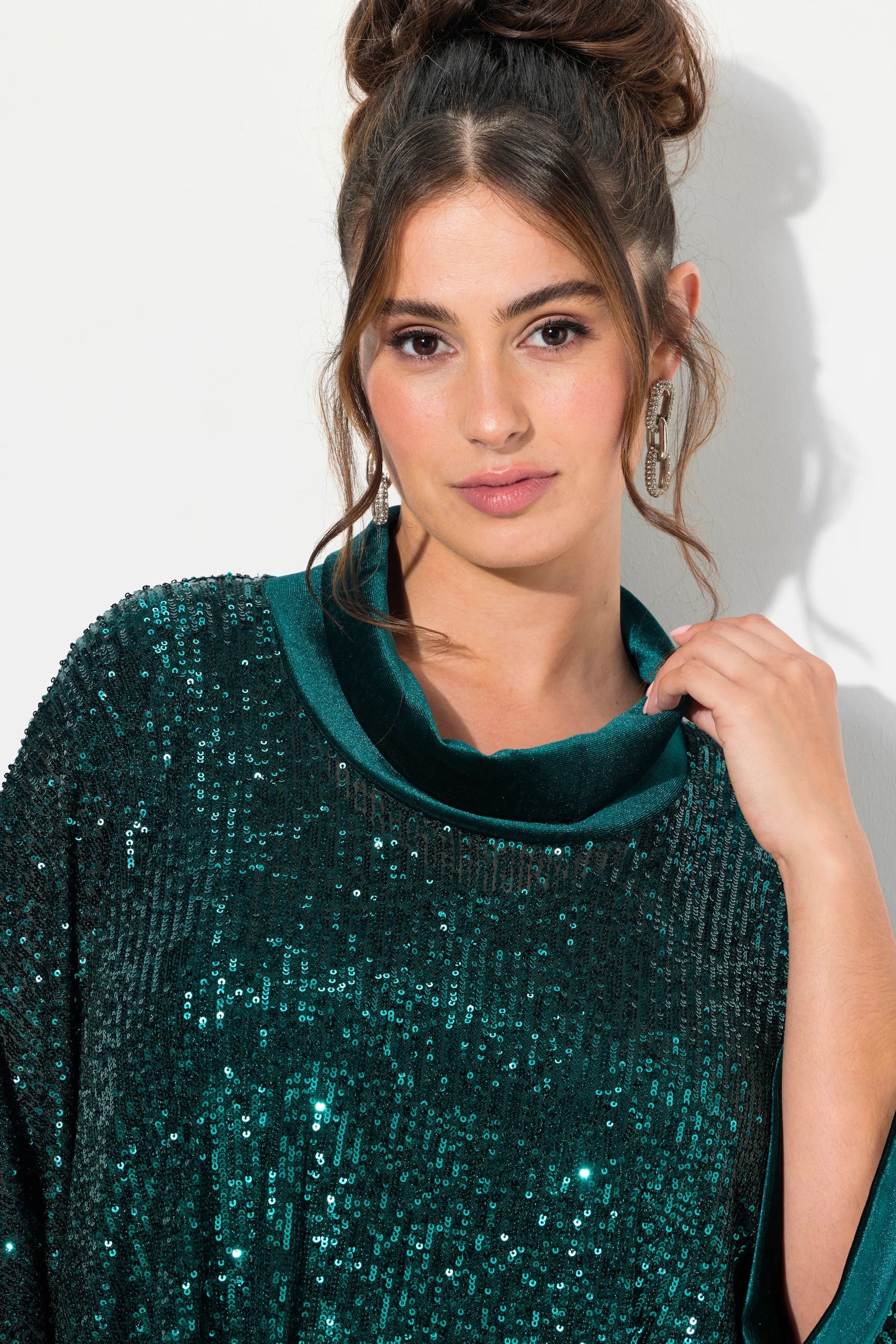 Ulla Popken Sequin Blouse in Green