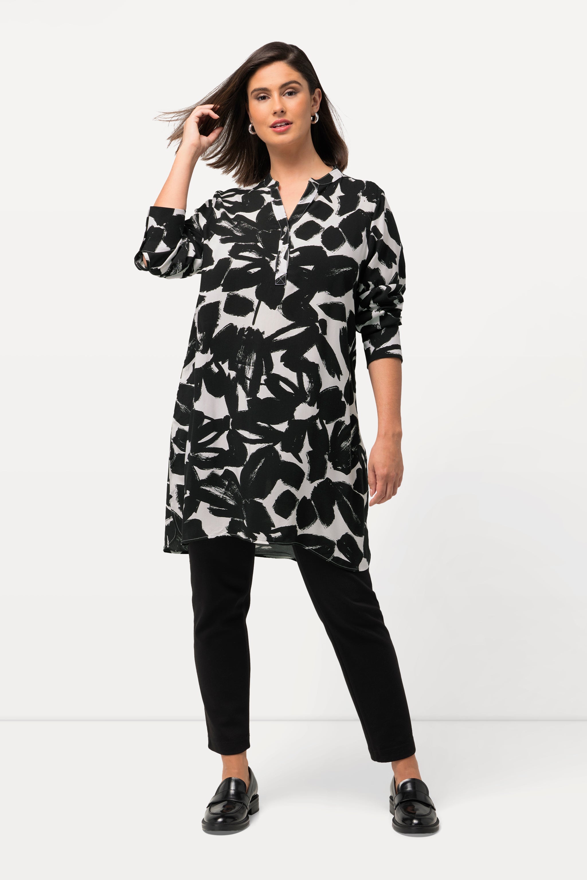 Ulla Popken Black Floral Tunic