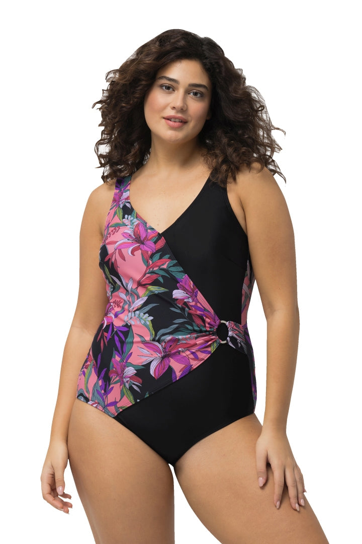 Ulla Popken Pink Floral Swimsuit