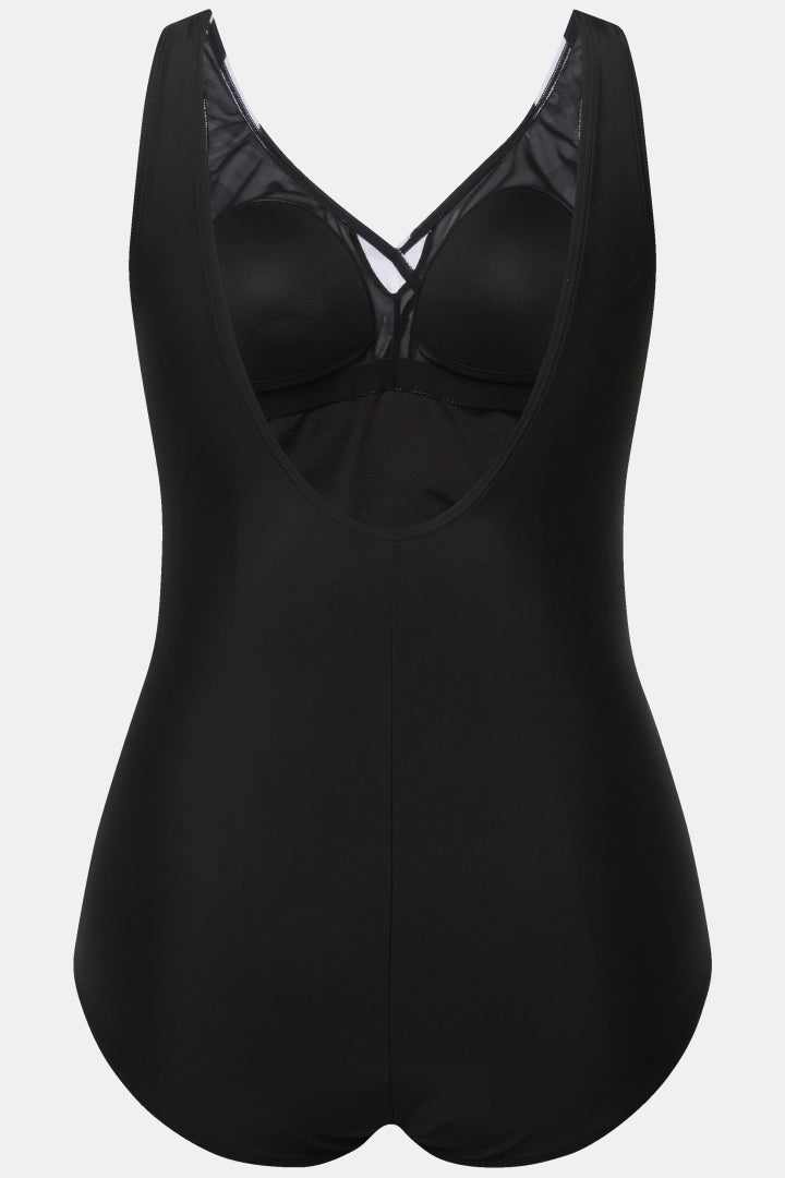 Ulla Popken Black and White Stripe Swimsuit