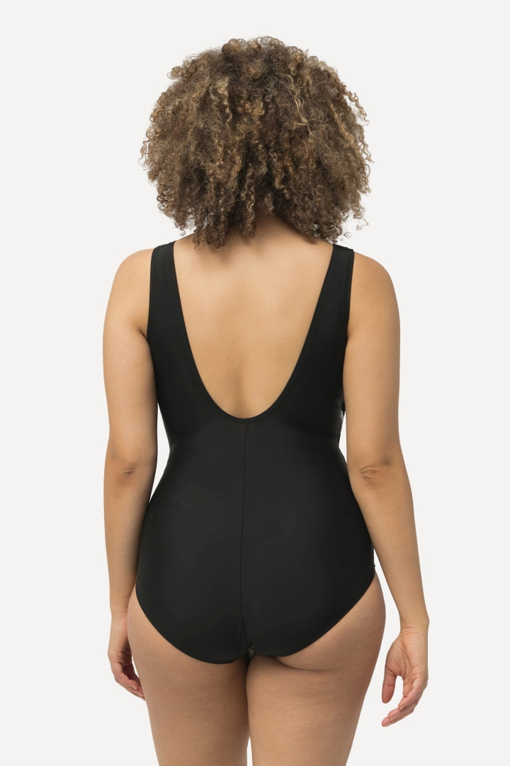 Ulla Popken Black and White Stripe Swimsuit