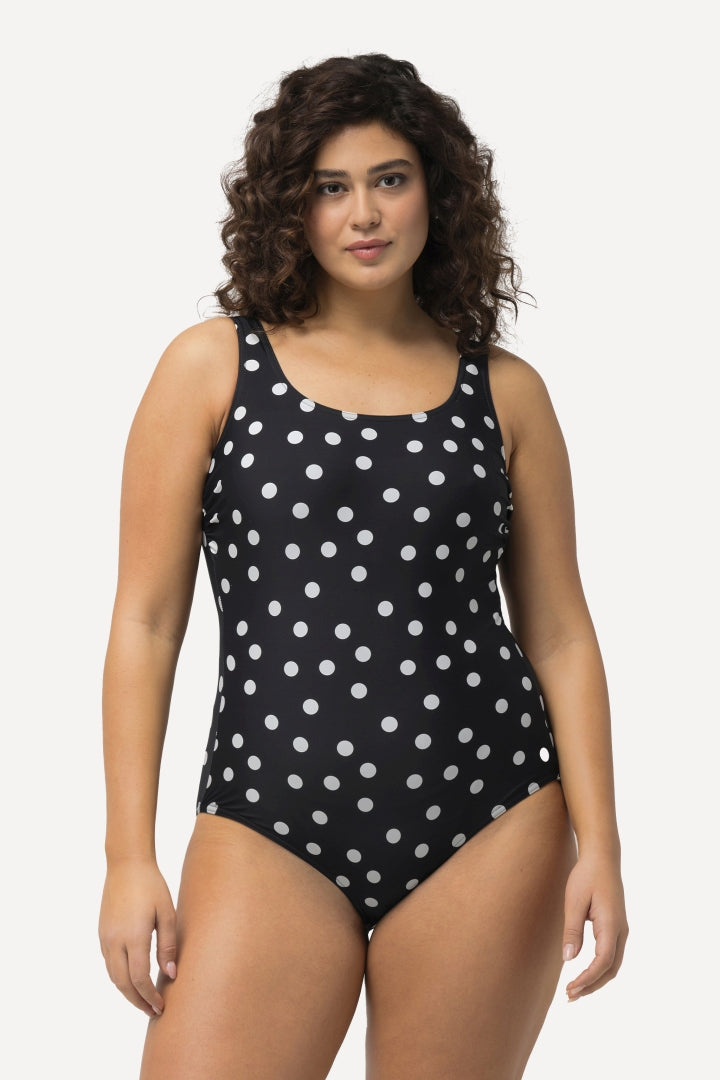 Ulla Popken Polka Dot Print Swimsuit