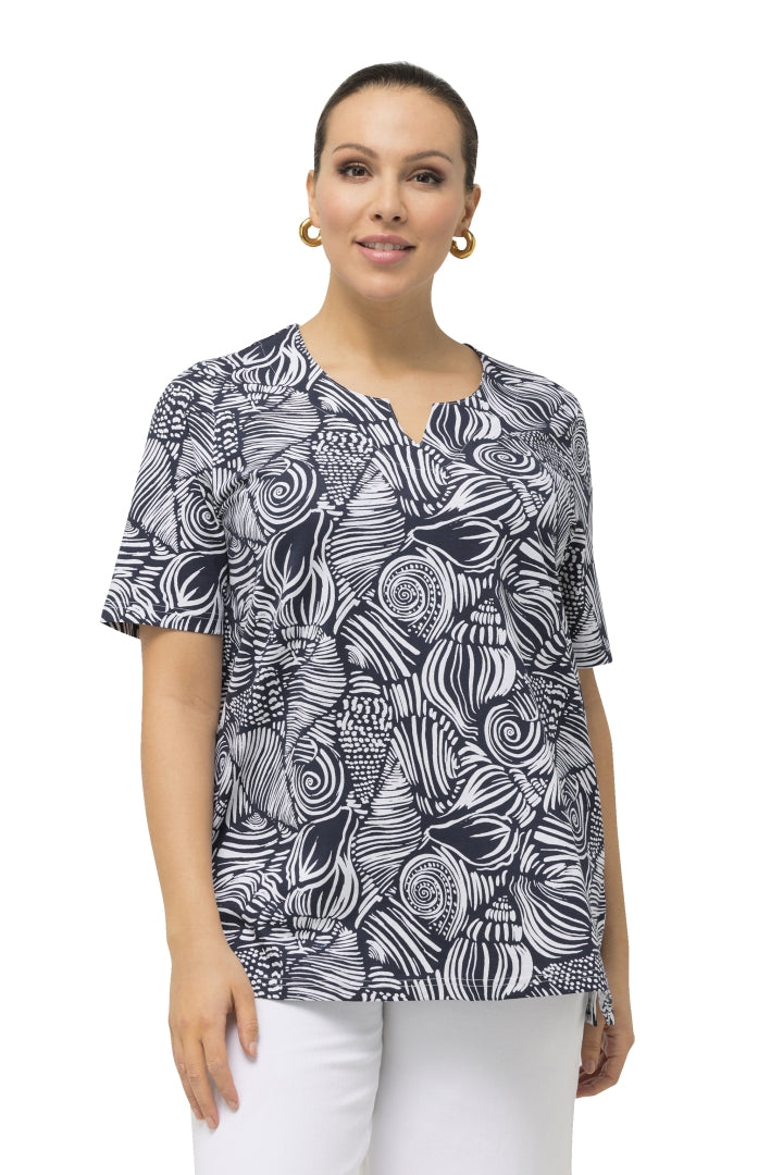 Ulla Popken Seashell Top in Navy