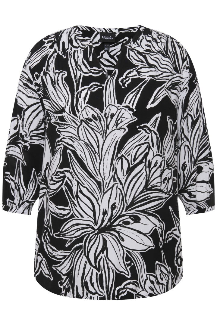Ulla Popken Lily Print Blouse in Black